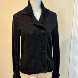 Women's Black Double-Breasted Cardigan